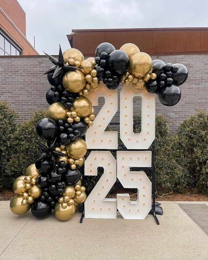 KBZVNAF Black and Gold Latex Balloons 60 Pack 12 inch | Black Metallic Gold - Image 5
