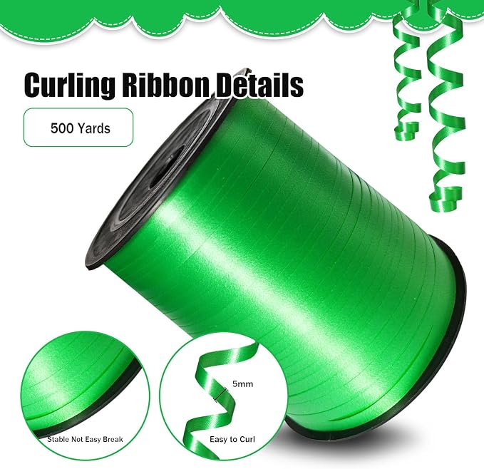 500 Yards Curling Ribbon，Green Balloon String Ribbon，for Gift Wrapping，Party - Image 2