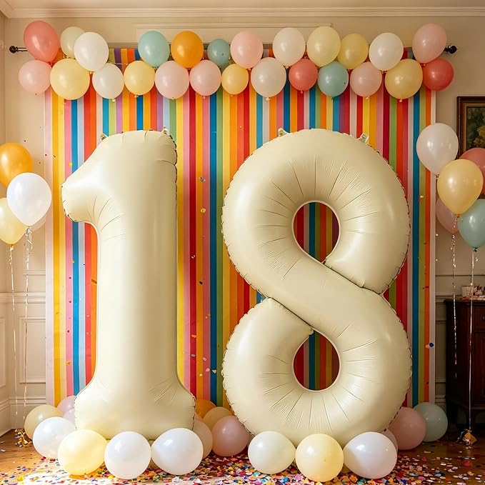 10 Pcs Number Balloons 32 Inch Cream White 0-9 Number Mylar Foil Balloons Cream - Image 9