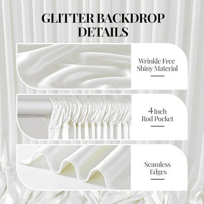40x10ft Ivory Glitter Backdrop Curtain - Image 4