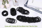 150 Pieces Black Hair Ties for Thick Curly Hair Bulk Hair Ties Ponytail Holders Hair Elastics Bands for Women or Men (4mm)