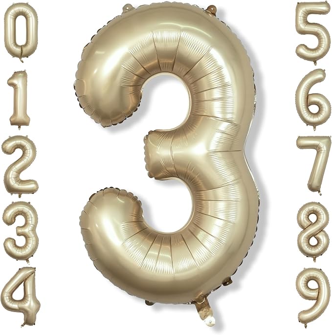 Large Light Gold 3 Balloons, 40 Inch Metallic Champagne Gold Helium Mylar Foil by Isndare