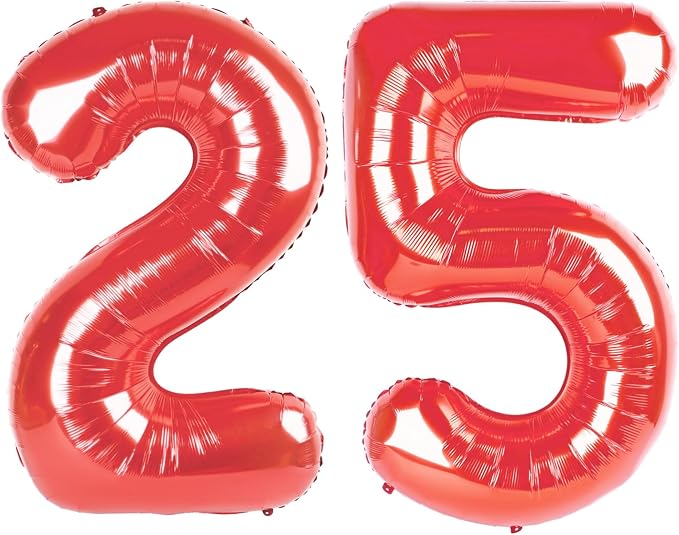 25 Balloon - Red Birthday Number Balloons, 40 Inch Decorations Men Women | Red by ALPHADELTAPI