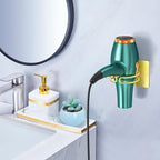 Hair Dryer Holder Wall Mounted, Hairdryer Holder for Bathroom, Blow Dryer Holder, Hair Tool Organizer for Hair Dryer Hanger Storage, Adhesive Blow Dryer Organizer (Gold)