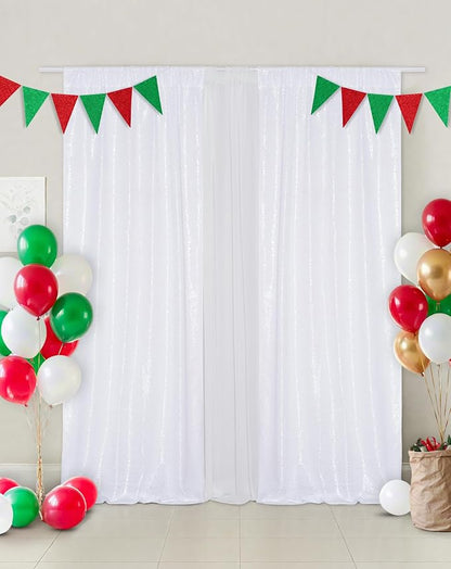 Eternal Beauty White Sequin Backdrop Curtains, 2 Panels 2x8FT | 3mm Sparkle - Image 6