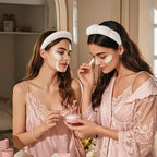 2Pcs Spa Headband for Washing Face & 1 Pairs Wristband Set Sponge Makeup Skincare Headband &Terry Cloth Bubble Soft Hairband for Women Girl Puffy Padded Headwear Non Slip Thick Hair Accessory (Beige)