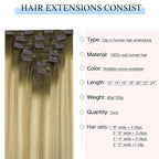 DOORES Hair Extensions Clip in, Light Ash Brown to Light Blonde Highlighted Golden Blonde 18 Inch120g 7pcs, Remy Clip in Human Hair Extensions Natural Hair Extensions Thick Hair Extensions