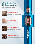 7MAGIC Hair Straightener, Ceramic Flat Iron with LCD, Professional 2 in 1 Hair Iron for Thick Hair, 11 Heat Settings Styling Tool