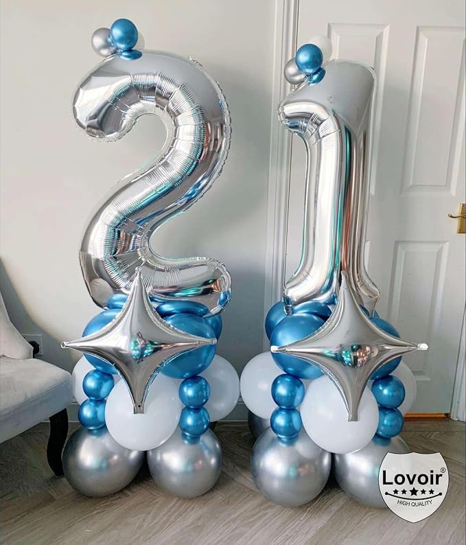 Silver 23 Number Balloons, 40 Inch Giant Number 23 Balloons Foil Mylar Helium - Image 3
