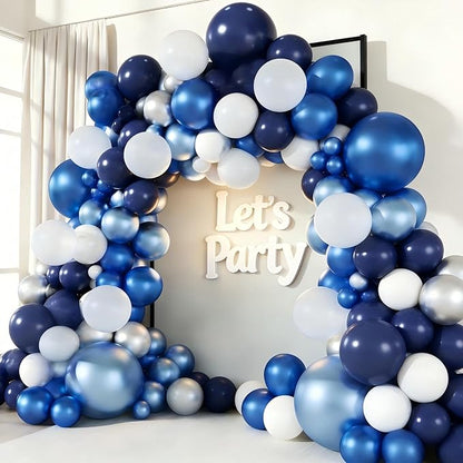 Blue White Silver Balloon Garland Arch Kit, 143 Pieces Navy Light Metallic Blue by Unknown