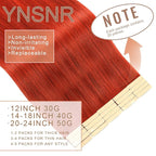 Tape in Hair Extensions Human Hair 16 Inch 20pcs Invisible Tape ins Hair Extensions Real Human Hair Copper Red Remy Seamless Injected Tape Extensions