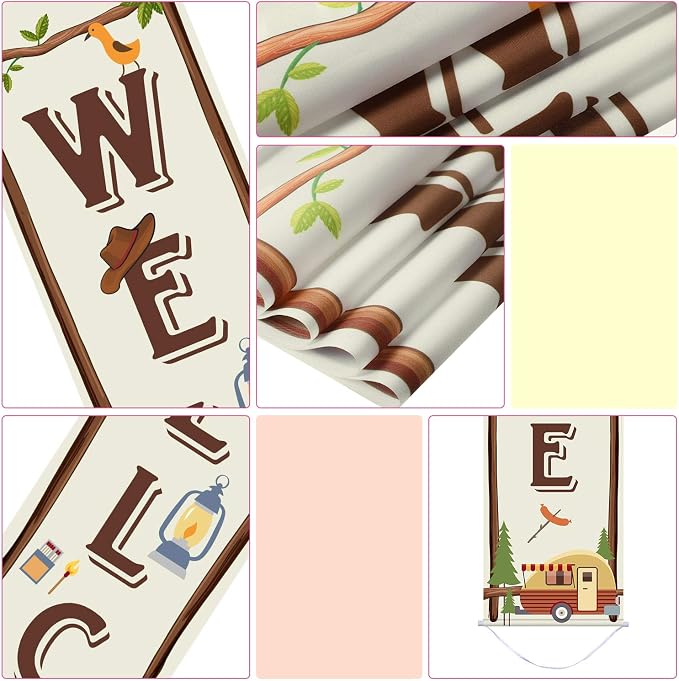 Blulu Camping Themed Party Decorations, Camping Party Banner Welcome Porch Sign - Image 3