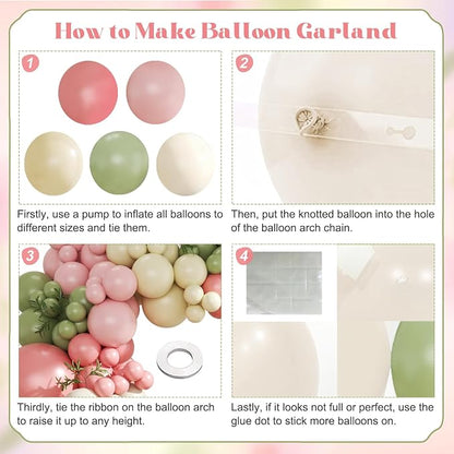 Sage Green Pink Yellow Pastel Balloon Arch Kit - Image 4