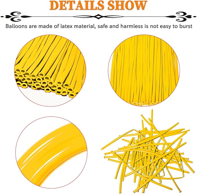 Yellow 260 Long Skinny Twisting Animal Balloons, Rainbow Balloons - Image 2
