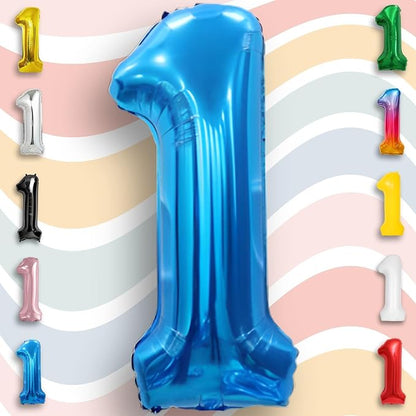 Blue Number Balloon 1 Mylar Foil Balloons 16 inch - Image 4