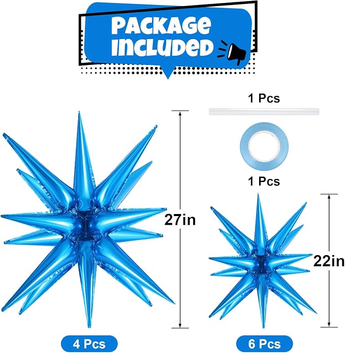 10 Pcs Star Balloons Explosion Balloons Foil Cone Balloon Magic - Image 6