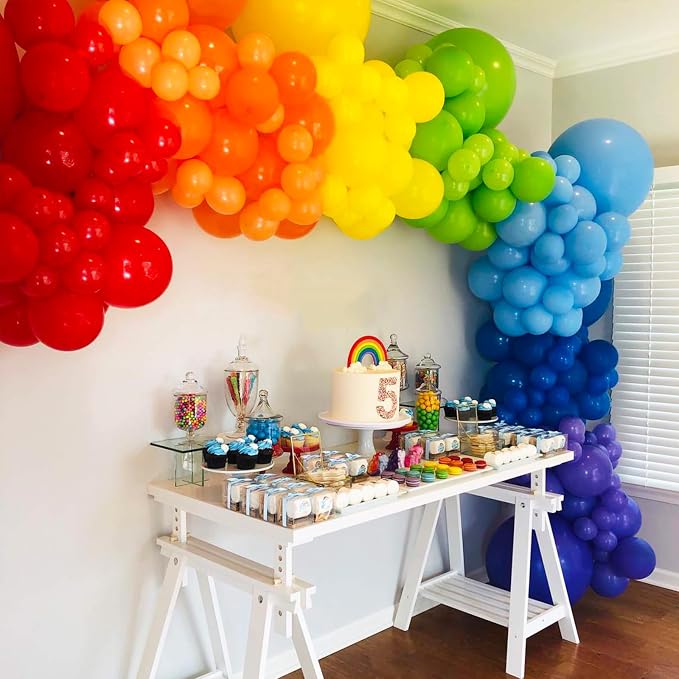 RUBFAC 189pcs Rainbow Balloon Garland Arch Kit, 7 Assorted Colors 5/12/18 Inch - Image 6