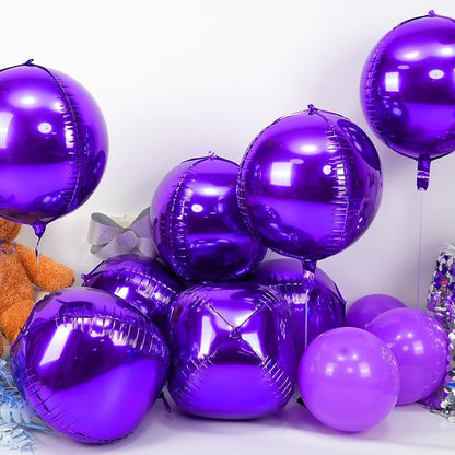 Purple Round Foil Balloons 9 pcs - Image 4