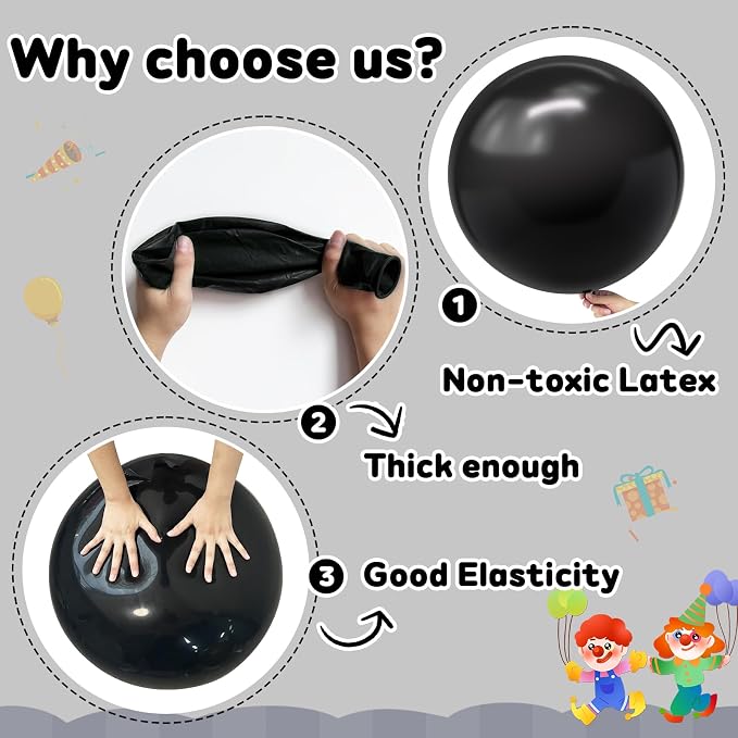 Black Balloons 30pcs 18 Inch Latex Balloon - Image 3