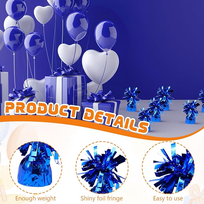 6 Pack Blue Balloon Weights Metallic Holder Anchors Balloon Holder Weights - Image 3