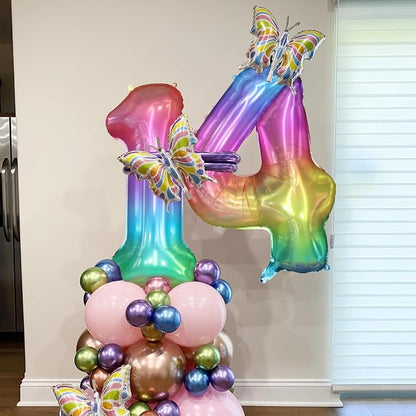 40 Inch Rainbow Number Balloon 1, Large Number Foil Balloons Mylar - Image 4