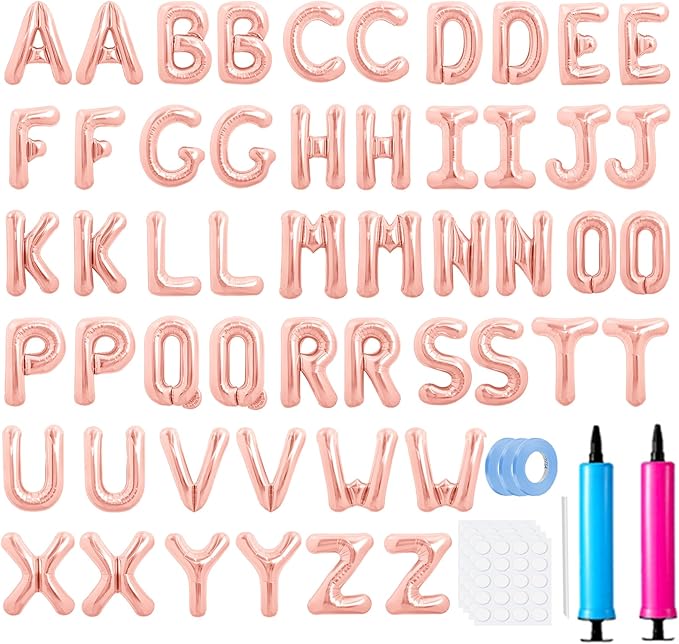 LIOZEOKUN Letter Balloons 16 Inch Alphabet A-Z Mylar Foil Balloons 2 Set by LIOZEOKUN