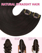 YoungSee 150G Hair Extensions Clip ins Brown Straight Long Hair Clip in Extensions Dark Brown Clip in Hair Extensions Human Hair for Natural Look 22Inch 7Pcs