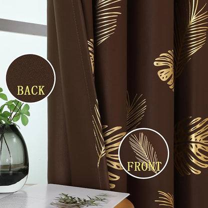 Brown Blackout Curtains for Living Room 96 Inches Long, Room Darkening Energy - Image 3