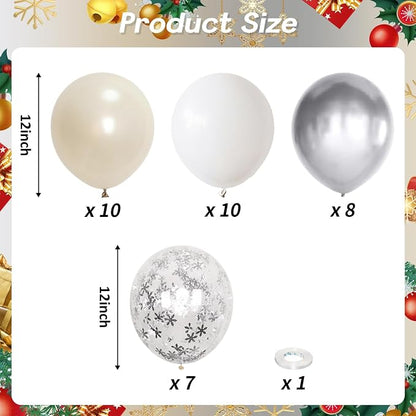Pearl White Winter Wonderland Balloons, 12 Inch Pearl Sand White and Metallic - Image 2