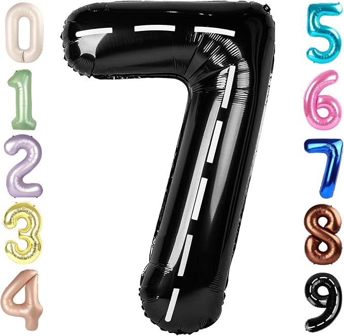 Number 7 Balloons 40 Inch for 7 17 Birthday Party Decorations, Line Black | by Mluchee