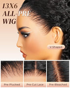 Arabella 13x6 Deep Wave Lace Front Wigs Human Hair 210% Density Glueless Wigs Human Hair 100% Curly Wave Human Hair Wigs 12A Pre Plucked Pre-Bleached Pre-Cut Glueless Wig 20 Inch