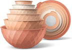 COOK WITH COLOR Mixing Bowls with Lids - 12 Piece Plastic Nesting Bowls Set includes 6 Prep Bowls and 6 Lids, Diamond Design - Microwave Safe, Orange