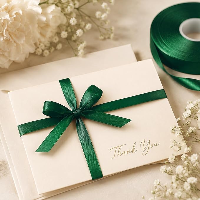 30Yards 3/8In Thin Forest Green Ribbon - Image 6