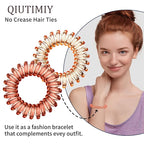 16Pcs Spiral Hair Ties, (Clear Brown&Red) Hair Elastic Coils for Women and Girls, Waterproof Phone Cord Hair Scrunchies Accessories Bands for Ponytails and Updos