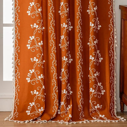 Boho Terracotta Curtains Farmhouse Curtains - Image 4