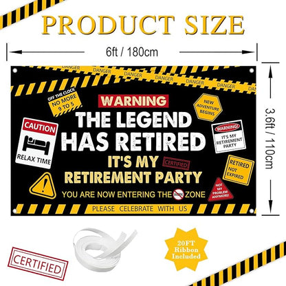 6x3.6ft Happy Retirement Backdrop Legend Retired Banner - Image 2