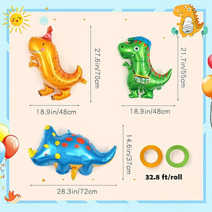 7 Pcs Dinosaur Balloons, Baby Dinosaur Foil Balloons, Giant Dino Animal Mylar - Image 3