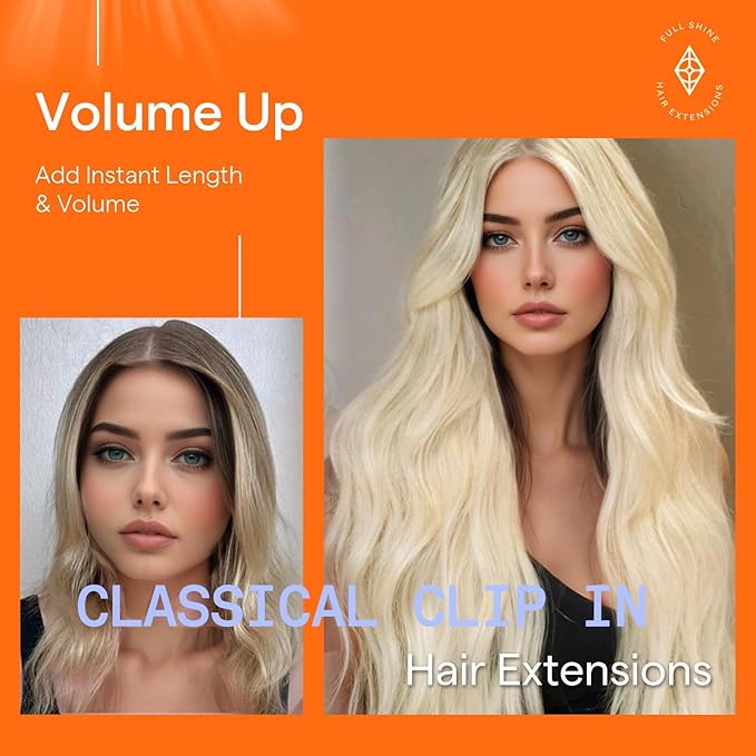 Full Shine Blonde Clip in Extensions Blonde Clip ins Real Human Hair for Pixie Cut for Cosplay 10 Inch 7 Pcs 95 G