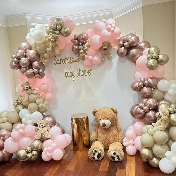 Dusty Pink White Balloons Pale Pink Beige Gold Balloon 12inch Metallic - Image 2