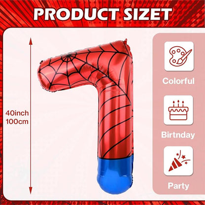 40 Inch Vibrant Spider-Themed Number Foil Balloons - Image 3