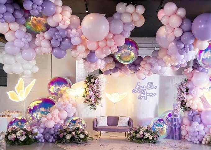 MEBAY Grey Violet Maca Purple Gold Balloons Garland Arch Kit - Image 8