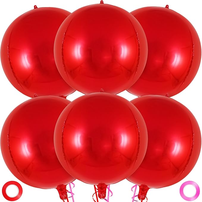 Metallic Red Balloons, 22 Inch Large Sphere Round Balloons by AIQINHU