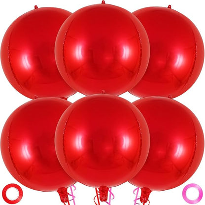 Metallic Red Balloons, 22 Inch Large Sphere Round Balloons by AIQINHU