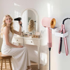 Hair Dryer Holder, Hair Straightener Holder Wall Mount, Hair Tool Organizer, Hairdryer and Straightener Holders, Adhesive Hair Tool Storage for Blow Dryer, Curling Iron, Flat Iron Stand (White)