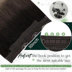 RUNATURE Invisible Wire Hair Extensions Real Human Hair, 20 Inch 100g Transparent Fish Line Human Hair Extensions Brown Ombre Natural Hair, #2/6/18 Dark Brown to Chestnut Brown and Ash Brown