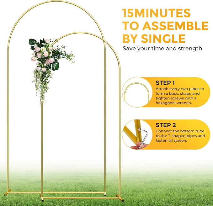 Metal Arch Backdrop Stand, 7.2FT+6FT Wedding Arch Frame, Balloon Arch Backdrop - Image 2