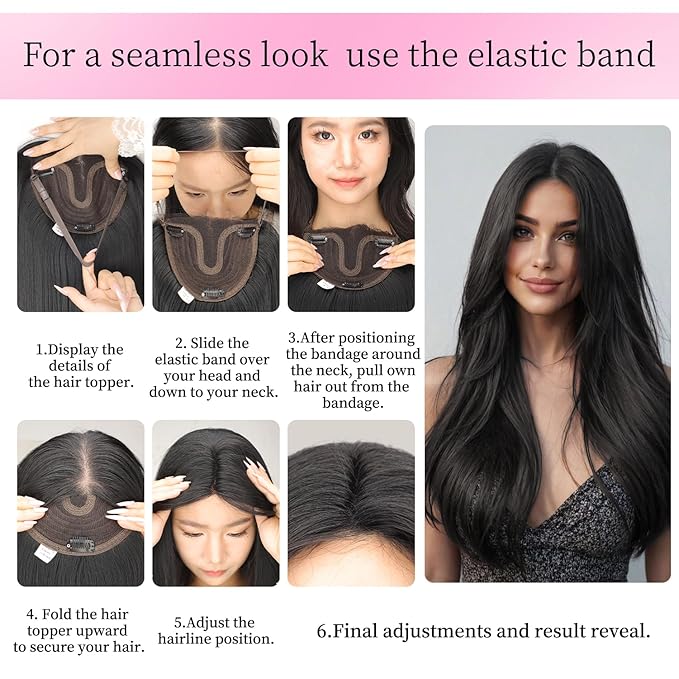 Isaic 24 Inch Synthetic Hair Toppers for Women with Thinning Hair, Clip In Crown Topper Hair Extensions with Adjustable Bandage, Layered Wiglet for Natural Coverage (Platinum Blonde)