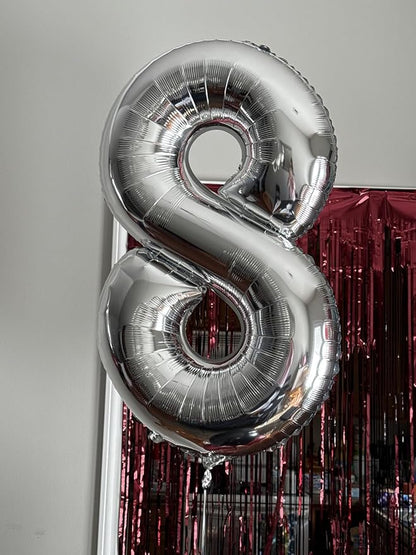 40 Inch Silver Number 4 Balloon Birthday Party Decorations - Image 2