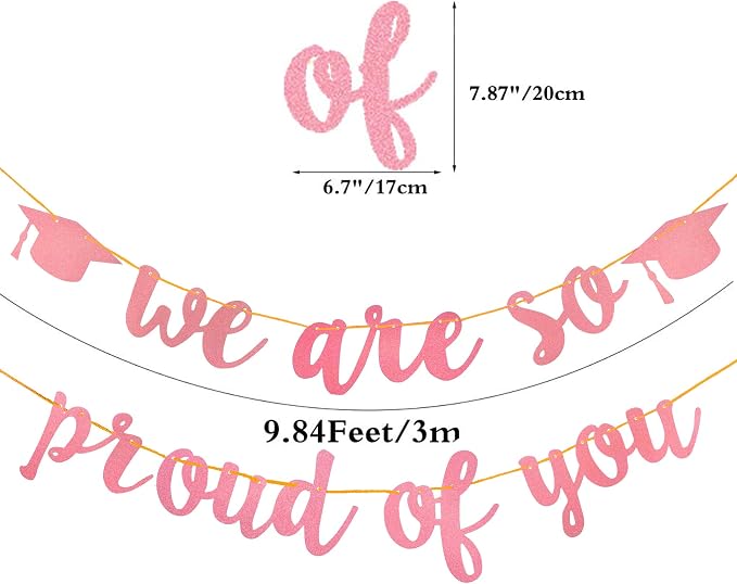 2026 Graduation Banners Party Decoration Rose Gold Glitter Graduate Banners | - Image 3
