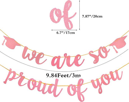 2026 Graduation Banners Party Decoration Rose Gold Glitter Graduate Banners | - Image 3